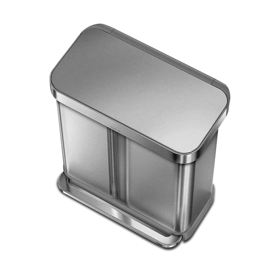 58L Dual Compartment Rectangular Step Can with Liner Pocket