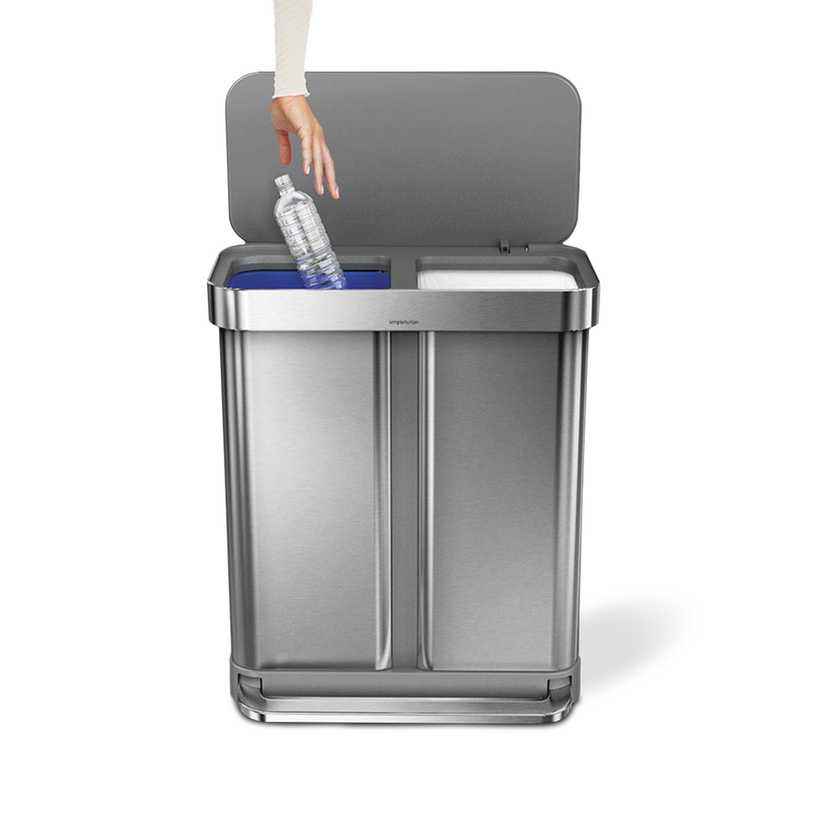 58L Dual Compartment Rectangular Step Can with Liner Pocket