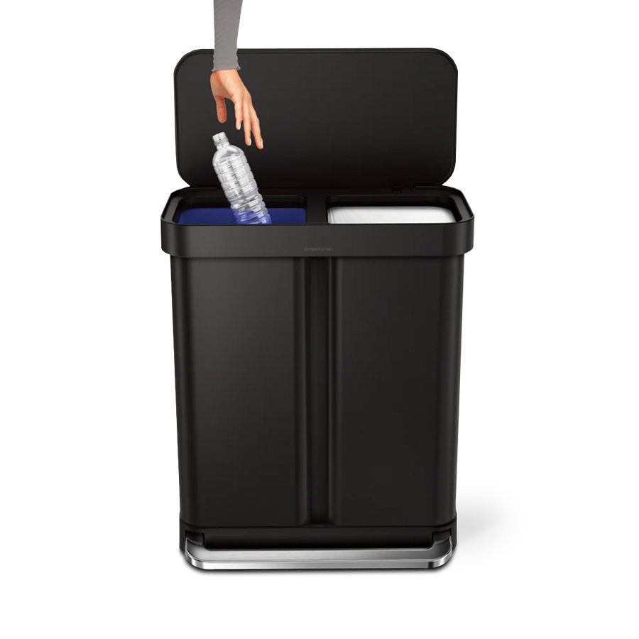 58L Dual Compartment Rectangular Step Can with Liner Pocket