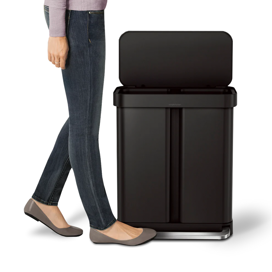 58L Dual Compartment Rectangular Step Can with Liner Pocket