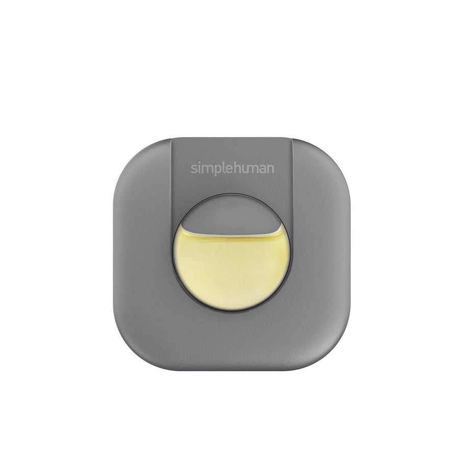 Close-up of Simplehuman Odorsorb Pod Dispenser in Gray, showing the removable refill pod indicator window.