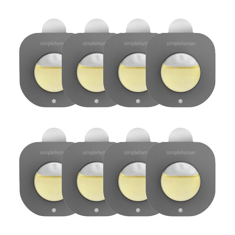 Simplehuman Odorsorb Pod Refill, 8 dark gray pods with odor-neutralizing oil.