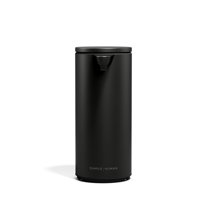 Simplehuman 9 oz. Rechargeable Liquid Sensor Pump in Matte Black, touch-free operation.