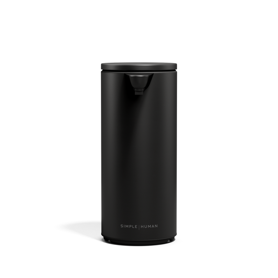 Simplehuman 9 oz. Rechargeable Liquid Sensor Pump in Matte Black, touch-free operation.