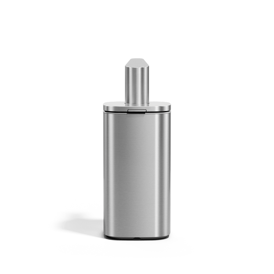 Simplehuman 10 oz. Pulse Pump in Brushed Stainless Steel, straight view showing easy-fill access lid.