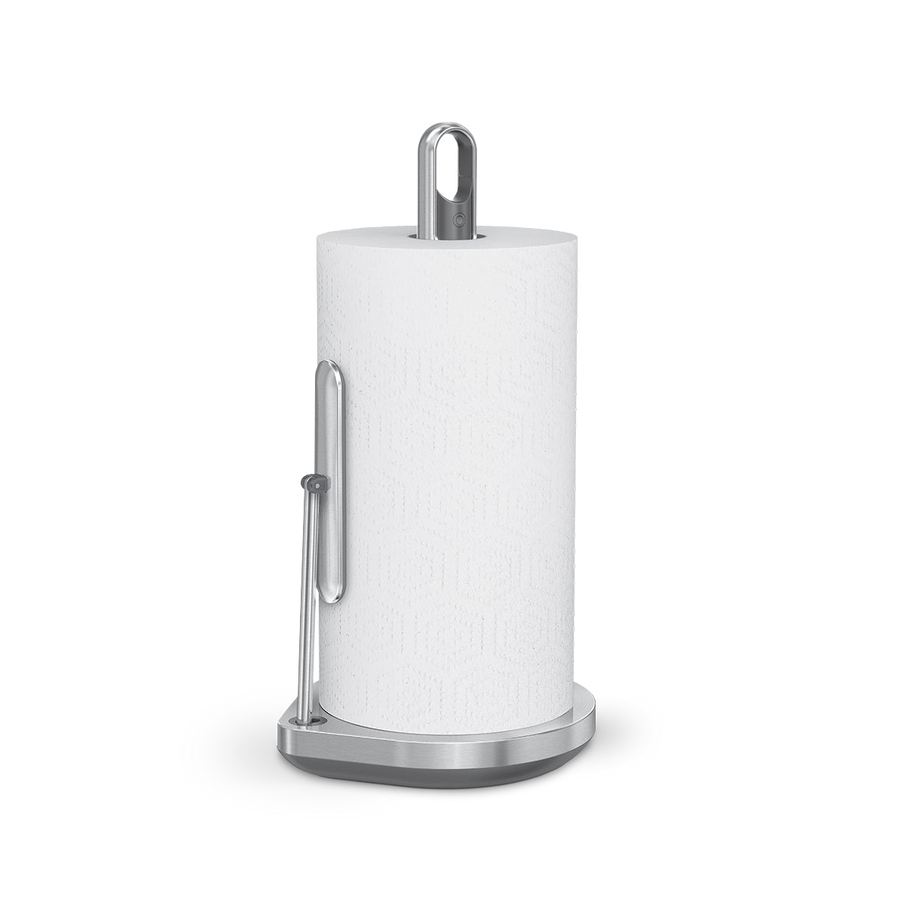 Simplehuman Paper Towel Holder with Spray in Brushed Stainless Steel, quick-tear arm and removable spray handle