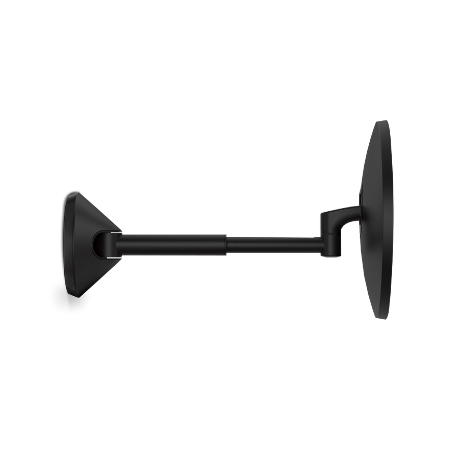 Side view of Simplehuman Hard-Wired Sensor Mirror, Dark Bronze, showing the adjustable extending arm.