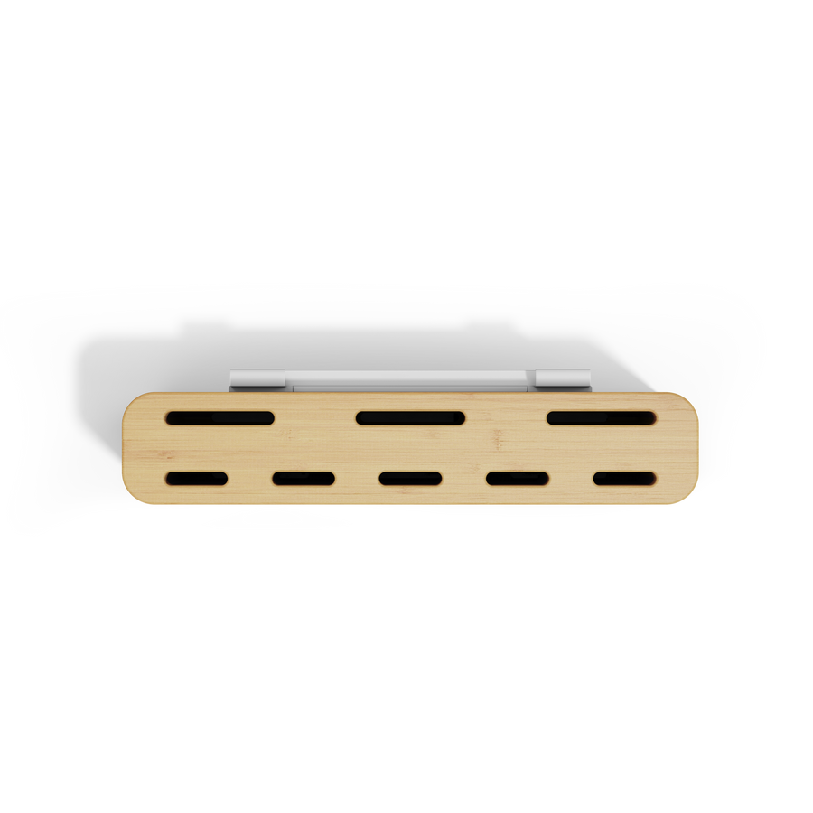 Simplehuman Knife Block, Top-down view of Bamboo top showing six slots for secure, universal knife storage.