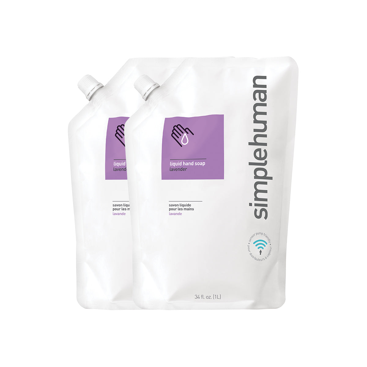 Simplehuman Lavender Liquid Hand Soap Refill, 34 fl. oz. twin pack, designed for sensor pumps.