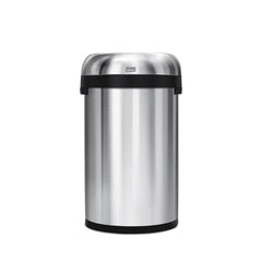 60L semi-round open can - brushed stainless steel - front view image