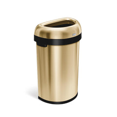 60L semi-round open can - brass stainless steel - 3/4 view main image