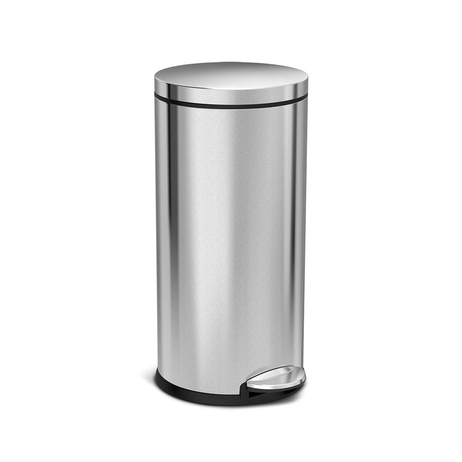 Simplehuman 30L Round Step Can in Stainless Steel with hands-free foot pedal operation