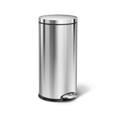 35L round step can - brushed finish - main image