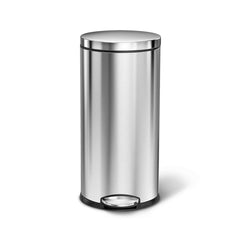 35L round step can - brushed finish - front view