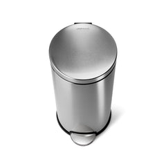 35L round step can - brushed finish - top down view