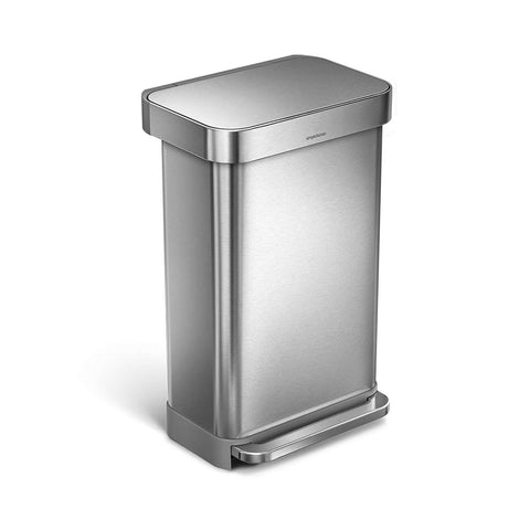 45L rectangular step can with liner pocket - brushed finish - main image