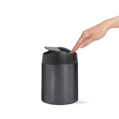 mini can - black stainless steel w/ black trim - lifestyle hand image