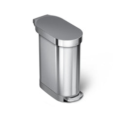 45L slim step can - brushed stainless steel with plastic lid - main image