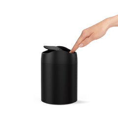 mini can - matte black steel - hand opening lid