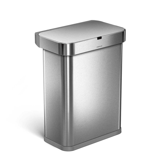 58L rectangular sensor can with voice and motion control - brushed finish - 3/4 view main image