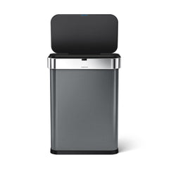 58L rectangular sensor can with voice and motion control - black finish - lid open image