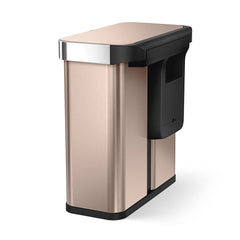 58L dual compartment rectangular sensor can with voice and motion control - rose gold finish - back liner pocket image