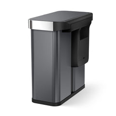 58L dual compartment rectangular sensor can with voice and motion control - black finish - back liner pocket image