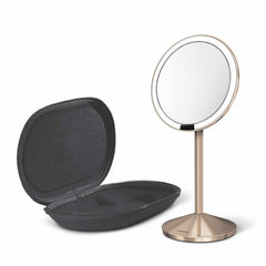 sensor mirror fold - rose gold finish - mirror next to travel case image 