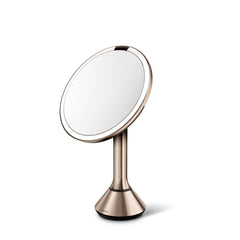 sensor mirror with touch-control brightness and dual light setting - rose gold finish - 3/4 view image